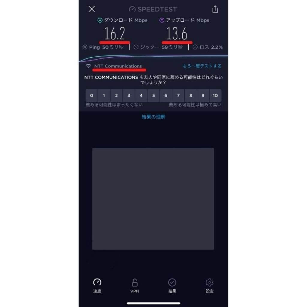 Rakuten WiFi Pocket　スピードテスト結果