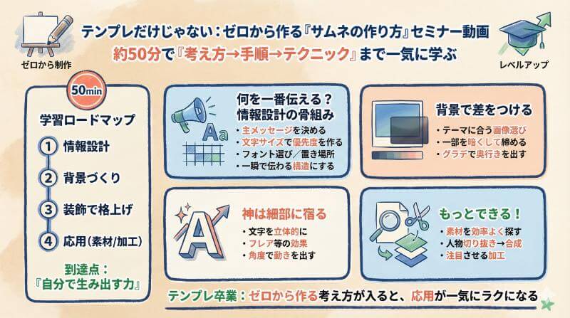 ゼロから作るスキルも！「セミナー動画【サムネの作り方】」で何が身につく？