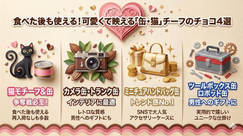 食べた後も使える！可愛くて映える「缶・猫」モチーフのチョコ4選