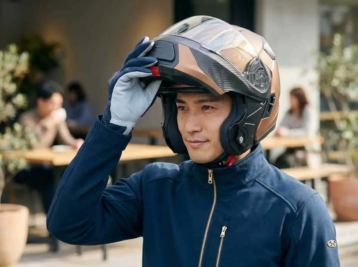 チンオープン機構をスマートに操作する洗練されたライダー