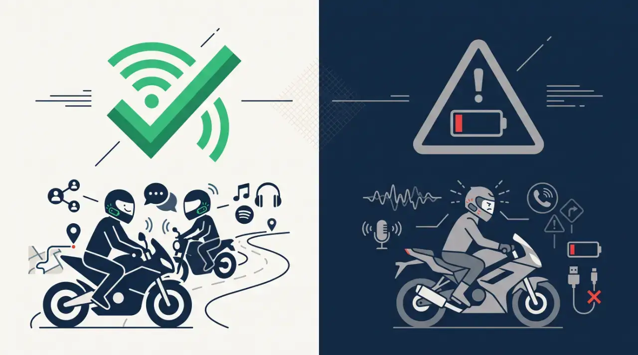 Pros and cons illustration with checklist and warning icons