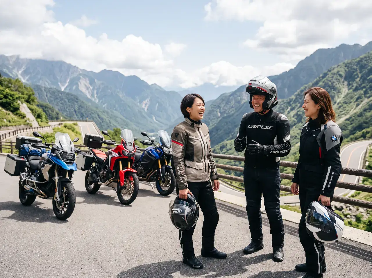 Group of riders communicating