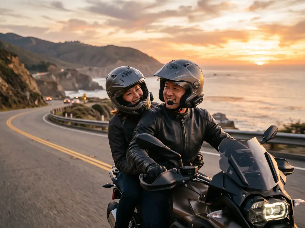 Couple riding together