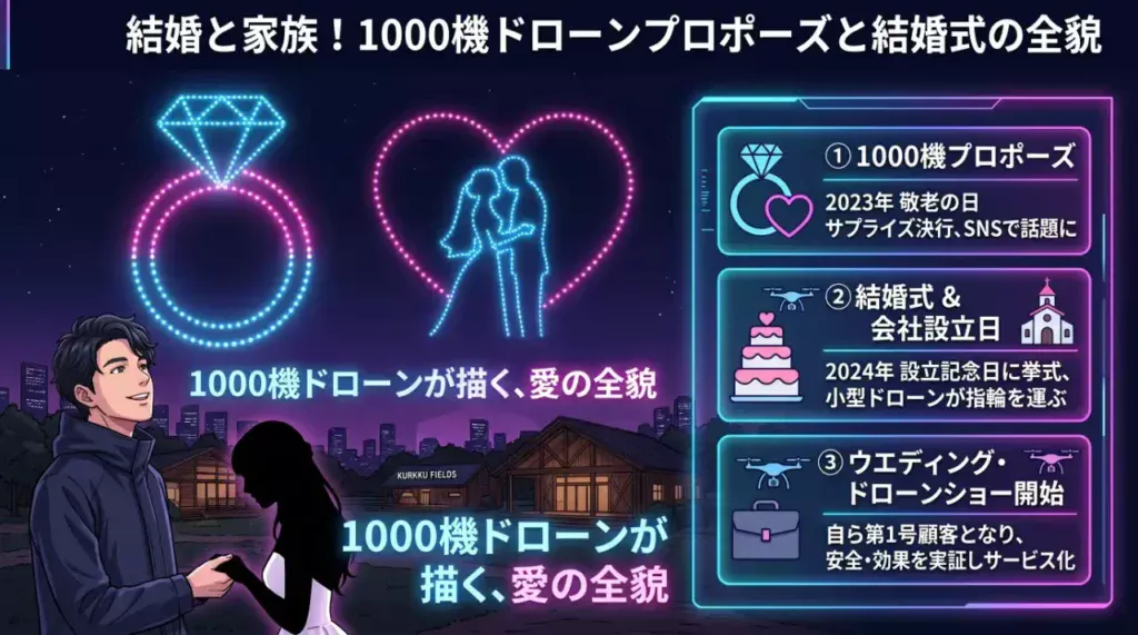 佐々木孔明の結婚と家族!1000機ドローンプロポーズと結婚式の全貌